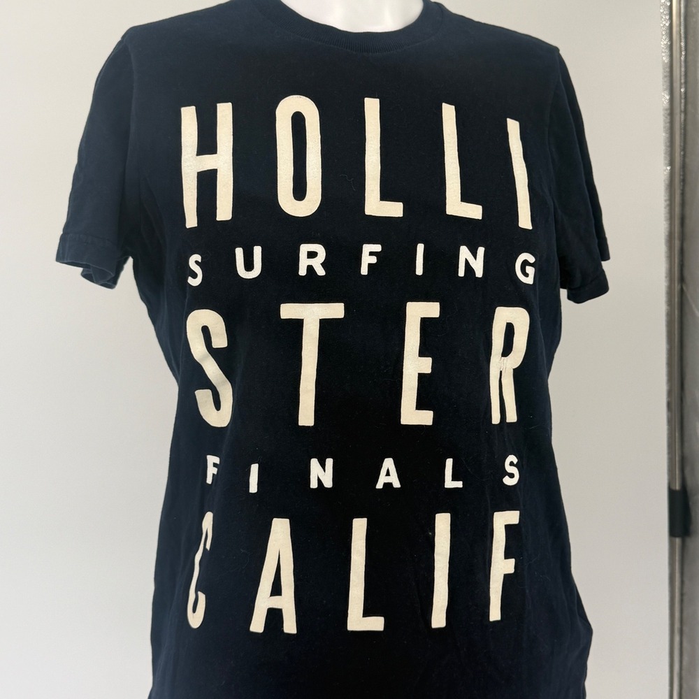 Hollister Surfing Finals Calif Graphic T-Shirt Navy Blue Mens Large Short Sleeve - Picture 2 of 6